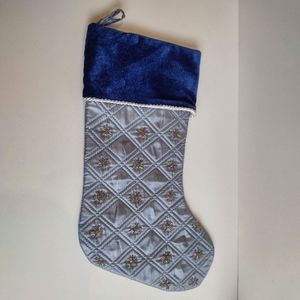 Christmas / Holiday Stocking Decoration with Blue, Silver and Gold